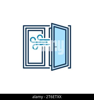Room Ventilation concept colored icon. Opened Window vector sign or design element Stock Vector