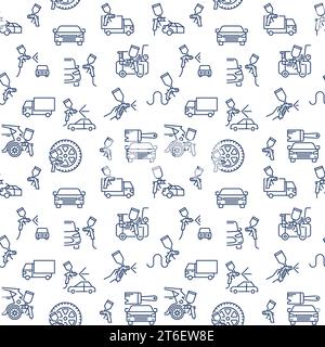 Automotive Painting vector simple concept seamless pattern in outline style Stock Vector