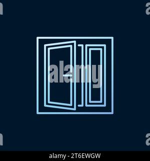 Opened Window linear vector concept colorful blue icon or logo element on dark background Stock Vector