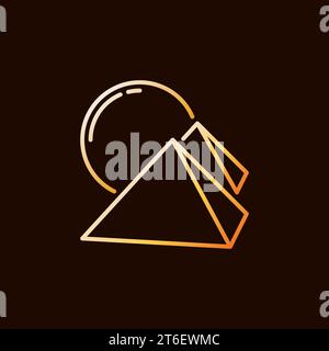 Pyramids in Egypt and Big Sun vector concept colorful icon in thin line style on dark background Stock Vector