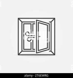 Fresh Air from Open Window line icon. Room Ventilation vector concept symbol or logo element Stock Vector