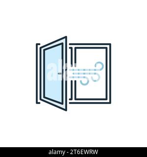 Room Airing colored icon. Open Window vector concept symbol Stock Vector
