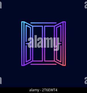 Window vector thin line concept creative colorful icon or logo element on dark background Stock Vector