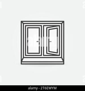 Opened Window outline vector concept minimal icon or design element Stock Vector
