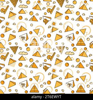 Giza Egyptian Pyramids vector Egypt concept colorful seamless pattern Stock Vector
