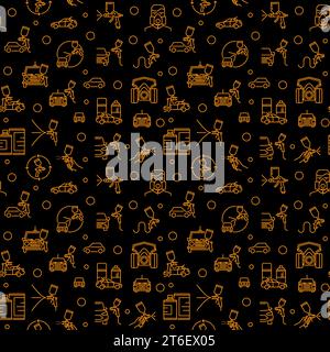 Auto Body Spray Painting vector dark concept outline seamless pattern Stock Vector