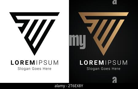 Luxury Initial SW or WS Monogram Text Letter Logo Design Stock Vector