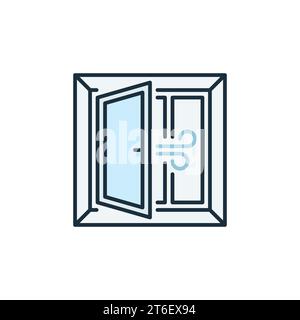 Open Window with Fresh Air colored icon - Room Ventilation vector concept sign Stock Vector