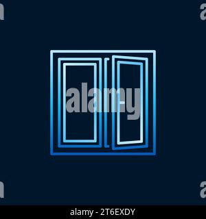 Square House Window concept vector outline blue colorful icon or logo element on dark background Stock Vector