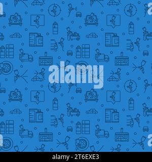 Automotive Paint vector Auto Paint Spray concept blue outline seamless pattern Stock Vector
