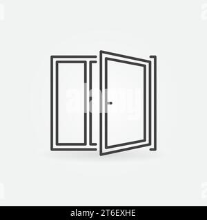 Opened Window Room Ventilation vector thin line concept icon or symbol Stock Vector