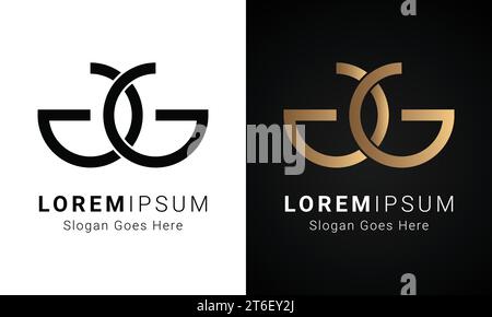 Luxury Initial GG Monogram Text Letter Logo Design Stock Vector