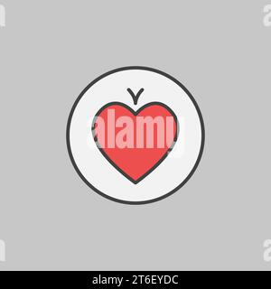 Hearts Playing Card Suit in Circle vector concept colored icon or sign Stock Vector