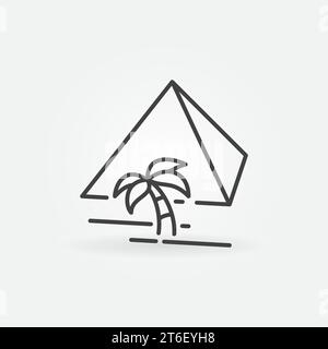 Palm tree with Egyptian Pyramid vector concept outline icon or design element Stock Vector