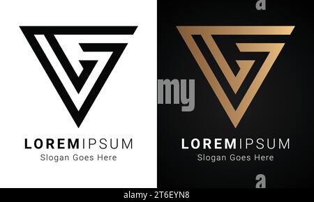 Luxury Initial GG Monogram Text Letter Logo Design Stock Vector