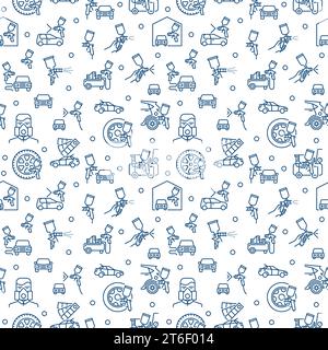 Car Painting vector concept linear seamless pattern for Auto Body Painters Stock Vector
