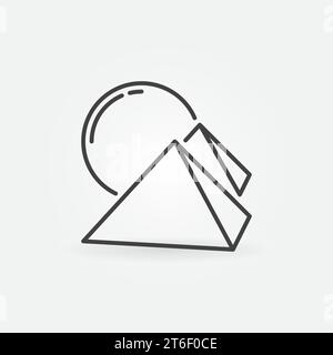 Pyramids in Egypt and Big Sun vector concept icon or sign in outline style Stock Vector