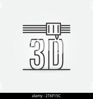 3D Printing vector thin line Prototype concept icon or design element Stock Vector
