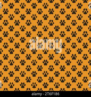 Vector geometric pattern with Animal Tracks solid symbols - Paw Footprints concept seamless creative background Stock Vector