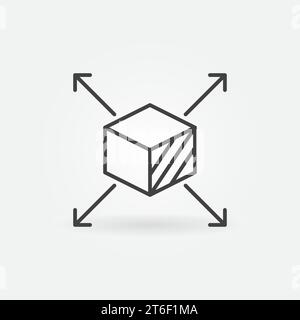 Cube Scale with Arrows vector Scalability concept linear icon or symbol Stock Vector