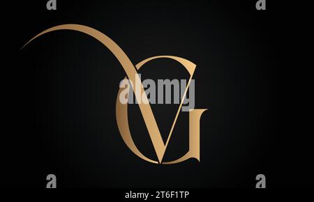 Luxury Initial GV or VG Monogram Text Letter Logo Design Stock Vector