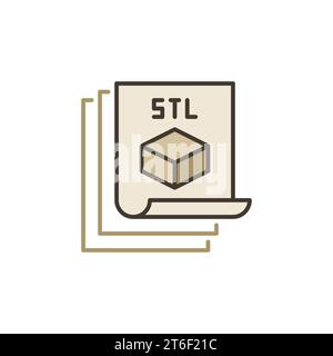 STL documents for 3D Printer vector concept colored icon or design element Stock Vector