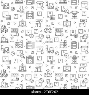 Inventory and Storage vector Logistics concept outline minimal seamless pattern or background Stock Vector