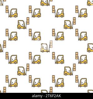 Forklift concept colored seamless background - vector modern pattern Stock Vector