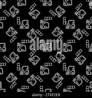 Vector Forklift concept minimal linear seamless pattern or background Stock Vector