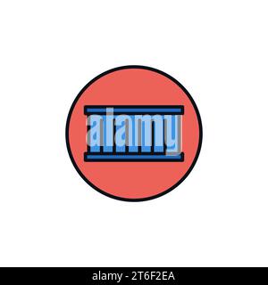 Circle with Blue Shipping Container vector concept round modern icon or sign Stock Vector