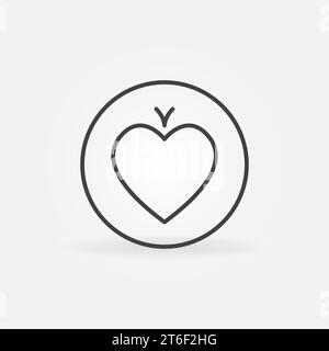 Hearts Card Suit in Circle vector concept outline icon or symbol Stock Vector