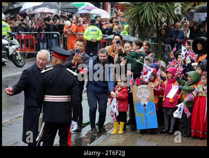 London, UK. 08th Nov, 2023. Image © Licensed to Parsons Media. 08/11/2023. London, United Kingdom. The Kings meets with members of the Korean community. The King meets with members of the Korean community in New Malden. Picture by Credit: andrew parsons/Alamy Live News Stock Photo