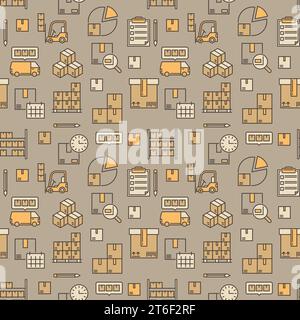 Logistics and Warehouse concept colored modern seamless pattern or background Stock Vector