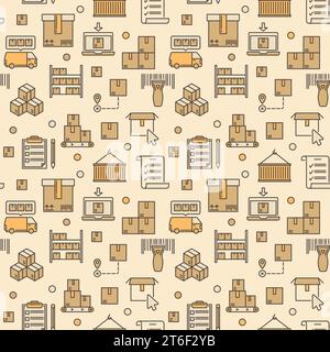 Logistics vector concept colored seamless pattern - Delivery modern background Stock Vector