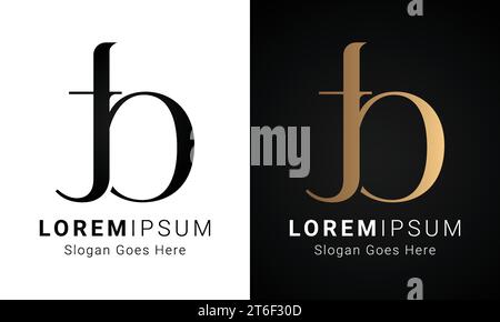 Luxury Initial TB or BT Monogram Text Letter Logo Design Stock Vector