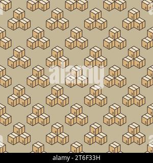 Three Boxes vector concept colored seamless pattern or background Stock Vector