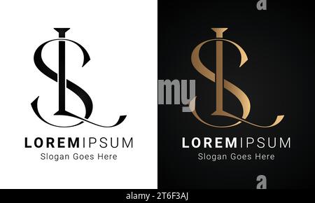 Luxury Initial SL or LS Monogram Text Letter Logo Design Stock Vector