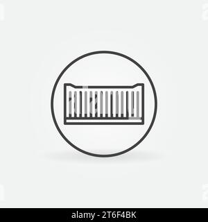 Container inside Circle vector International Shipping concept thin line icon or symbol Stock Vector