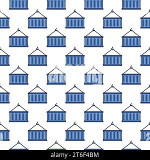 Blue Container seamless background - vector Shipment concept pattern Stock Vector
