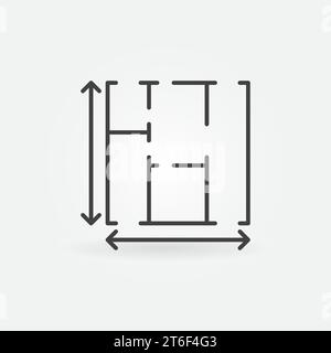 Floor Plan Measurements vector thin line concept icon or symbol Stock Vector