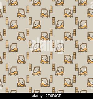 Yellow Forklift vector concept creative seamless pattern or background Stock Vector