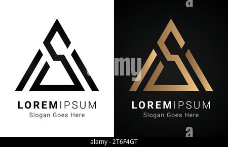 Luxury Initial SA or AS Monogram Text Letter Logo Design Stock Vector