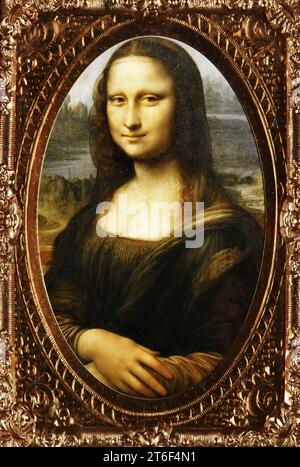 Mona Lisa framed in a antique photo frame Stock Photo