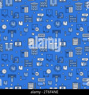 Warehouse vector concept blue seamless pattern or Inventory modern background Stock Vector