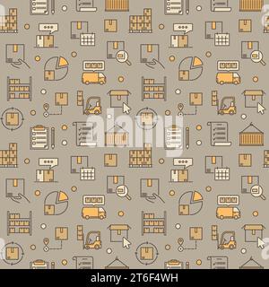 Warehouse vector modern creative seamless pattern or Inventory concept background Stock Vector