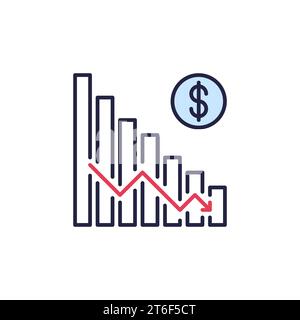Falling Chart vector Hyperinflation concept icon or sign in thin line ...