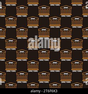 Bank Economic Sanctions concept creative vector seamless pattern in line style Stock Vector