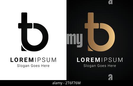 Luxury Initial TB or BT Monogram Text Letter Logo Design Stock Vector