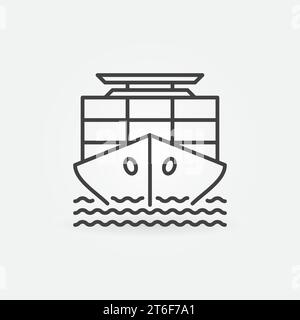 Ship with Containers vector International Cargo concept outline icon or symbol Stock Vector