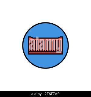 Red Container inside Circle vector International Shipping concept icon or design element Stock Vector